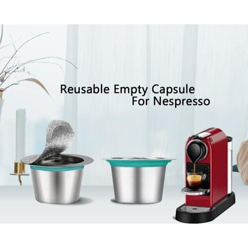 10 Pods 100 Seals Stainless Steel Nesspreso Refillable Capsulas Nespresso Coffee Capsule Pods Reusable Nespresso Coffee Filters