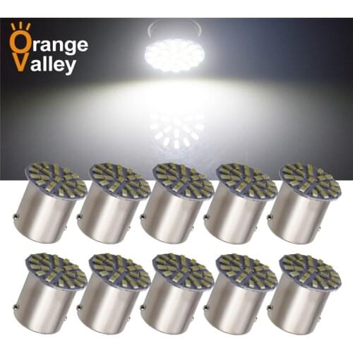 10Pcs 1157 Bay15d Car LED Lights P21/5W 22 LED 3014 SMD Auto Brake Light Turn Signal Lamps Stop Lamp S25 Bulb White Red Yellow