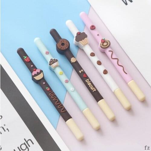 100 Pcs Chocolate Biscuit Pens Cake Donut 0.5mm Roller Pen Signature Pens School Office Supplies