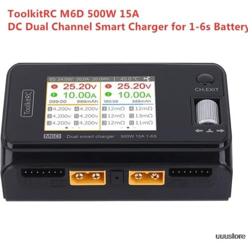 2020 ToolkitRC M6D 500W 15A DC Dual Channel MINI Smart Charger Discharger For 1-6S Lipo Battery FPV Model Spare Part Replace M8