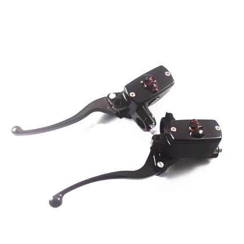 2x 7/8''22mm Universal Blalck Skull Motorcycle Handlebar Brake Clutch Master Cylinder Levers Dirt bike Scooter Offroad Touring