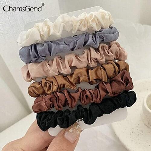 6pcs/set Women Scrunchies Satin Silk Hair Ties Rope Girls Elastic Rubber Band Hairband Ponytail Hair Accessories Dropshipping