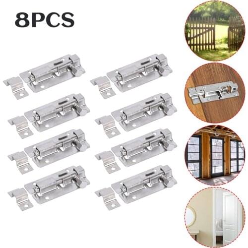 8pcs 2inch Door Bolt Locks Stainless Steel Sliding Locks For Indoor And Outdoor Ardware Door Parts Wholesale