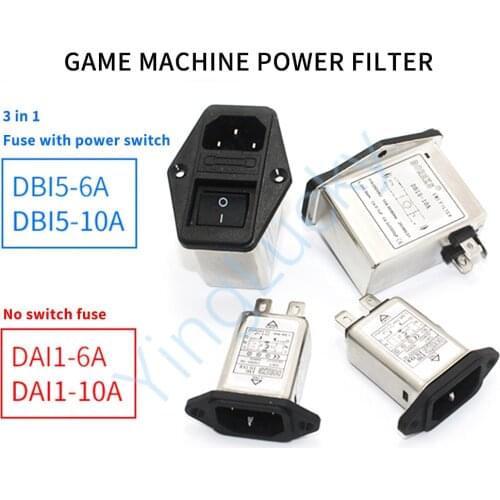 Arcade 6A10A 250V Power Switch AC Power Outlet With Triple Rocker Switch Fused Module Plug For 3D Printer Parts arcade machine