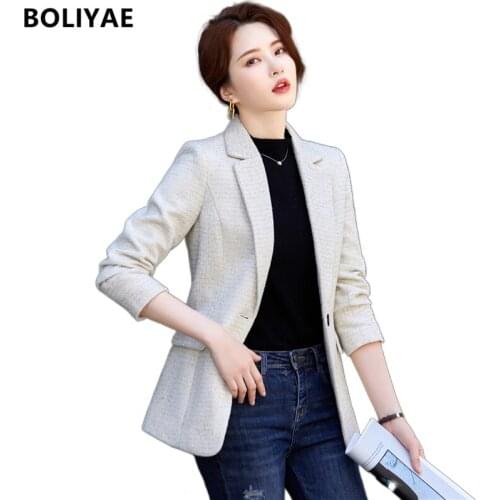 Женские твидовые пиджаки BOLIYAE China At AliExpress