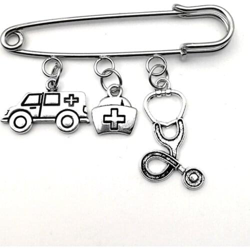 2020 Hot Sale Creative Hospital Ambulance Stethoscope Syringe Brooch Personality Fashion Commemorative Gift Brooch Ornament gift