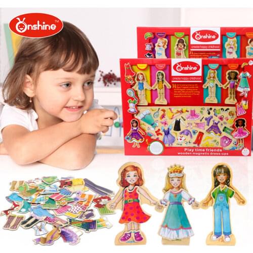 Childrens toy educational toys 63 PCS building blocks puzzle magnetic cute girl Montessori Dress DIY Game play for gift