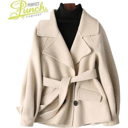 Double-side Autumn Winter Women Woolen Coat Female Korean Wool Coats Vintage Womens Jacket 2021 Abrigo Mujer MY1989