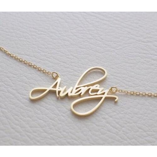Personality Woman Necklace Name Custom Necklace Golden Cursive Letter Necklace Couple Stainless Steel Pendant Romantic Gift BFF