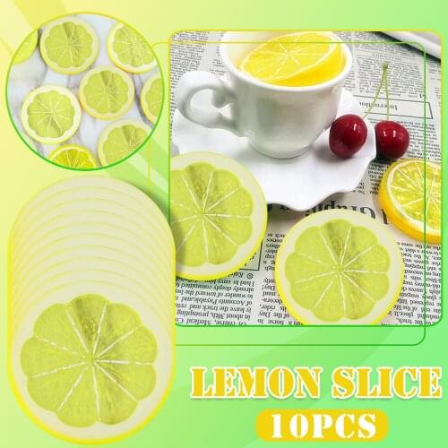 10pcs Artificial Fruits Simulation Lemon Slices Fake Artificial Fruit Model Pool Party Kitchen Wedding Decoration