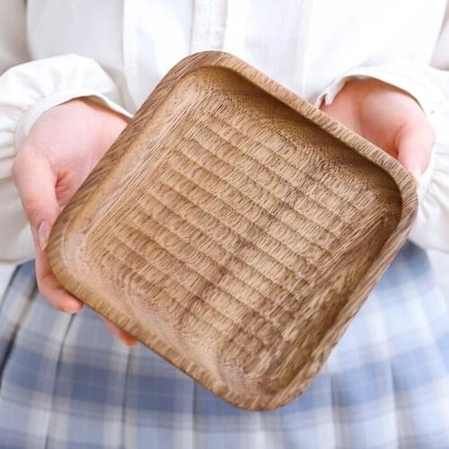 Square Shape Wooden Pan Plate Fruit Dishes Saucer Dessert Dinner Bread Wood Food Candy Plate Dish Tea Tray