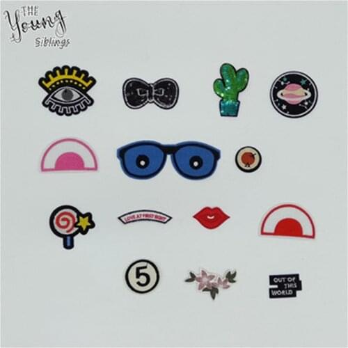 Fashion style select hot melt Adhesive Applique Embroidery Patches Stripes DIY Ornamentation Clothing Accessories C5079-C5096