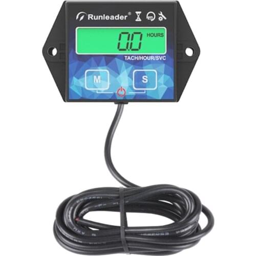 Small Digital Engine Tachometer Backlight Inductive Hour Meter Gauge Track Oil Change for Boat Lawn Mower Motorcycle Outboard
