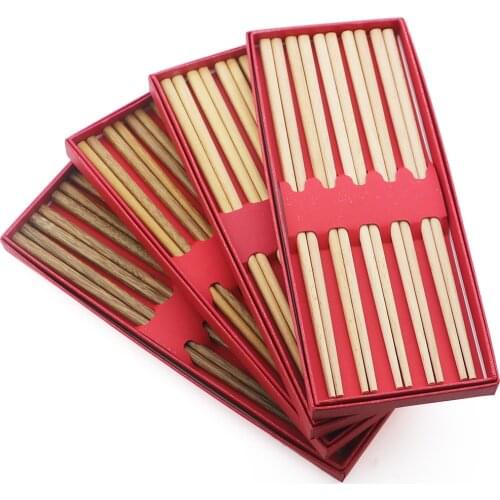 5Pair Handmade Natural Wood Chopsticks Sushi Food Anti-scalding Chopsticks Reusable Multicolor Wooden Chopsticks Hotel Tableware