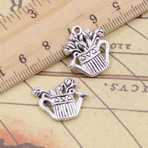 15pcs Charms Flower Pot Kettle 20x19mm Tibetan Silver Pendants Crafts Making Findings Handmade Antique DIY Jewelry