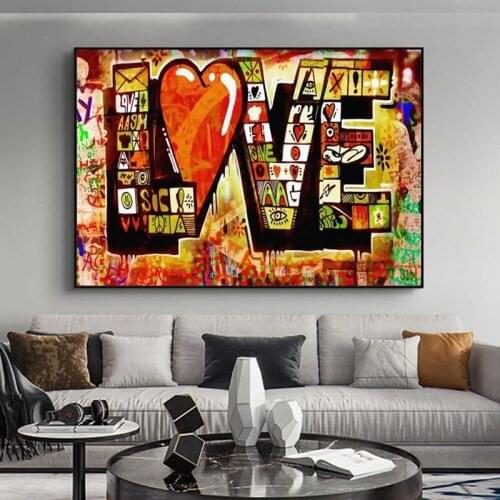 HD Poster Print Street Art Graffiti Red LOVE MODERN Abstract Canvas Painting Wall Art Picture for Living Room Cuadros Decor