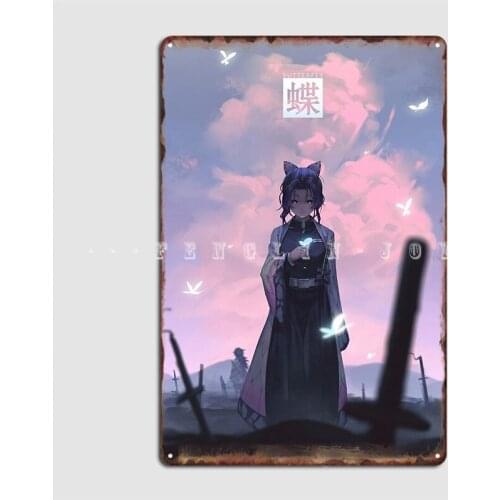 Kimetsu No Yaiba Demon Slayer Shinobu Kocho Poster Metal Plaque Plates Club Bar Cave Printing Tin Sign Poster