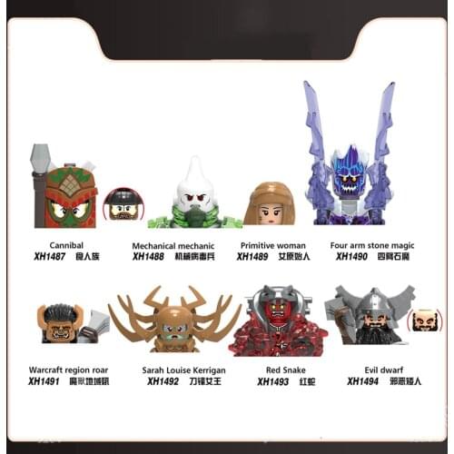 1Pcs Sale Cartoon Series Mini Figures Cannibal Mechanical Mechanic Primitive Woman Bricks Building Blocks Assembled Model