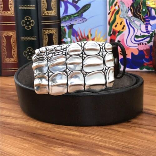 Luxury Metal Belt Buckle Super Thick Genuine Leather Belt Men Ceinture Homme Leather Belt Men Jeans Belt Male Strap Wide MBT0029