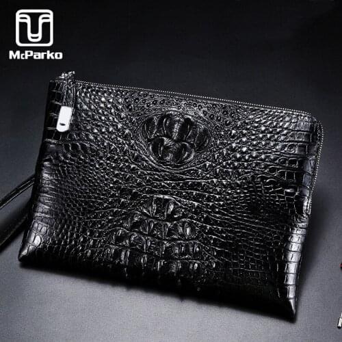 McParko Luxury Crocodile Envelope Clutch Wallet Bag For Male Genuine Leather Wallet Men Brand New Businessman Handy Wallet Day Clutches Elegant Design