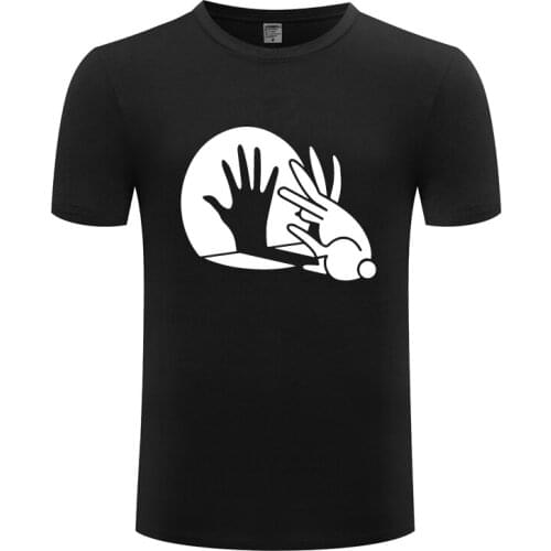 Bunny Rabbit Hand Shadow Novelty Creative Mens Men T Shirt Tshirt Summer New Short Sleeve O Neck Cotton Casual T-shirt Top Tee