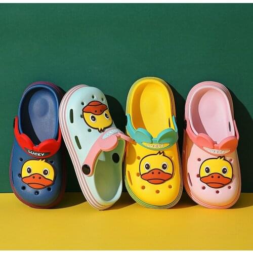 Kids Slippers for Boy Girl Cartoon Duck Shoes Summer Toddler Flip Flops Baby Indoor Slippers Children Beach Swimming Slippers
