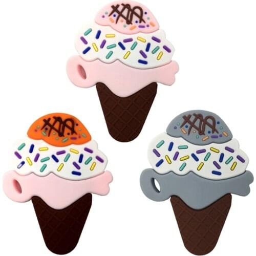 OOTDTY Ice Cream Silicone Teether Baby Nursing Teething Necklace Accessories Bite Toys Baby Dental Care Baby Teethers New