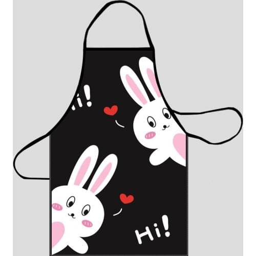 Cute Rabbit Kitchen Aprons For Women Oxford Fabric Cleaning Pinafore Home Cooking Accessories Apron