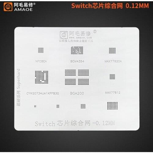 AMAOE For BGA Stencil For Switch IC BGA200 NFCBEA BCM4354 MAX77620A MAX77812 Reballing Solder Tin Plant Net Square Hole 0.12MM