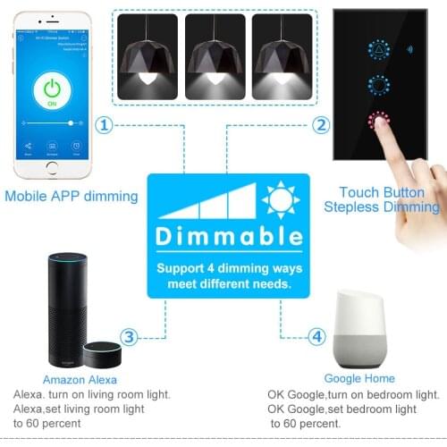 Tuya Smart life Ewelink app smart WiFi Dimmer switch LED light dimmer touch wall switch works with amazon alexa google home