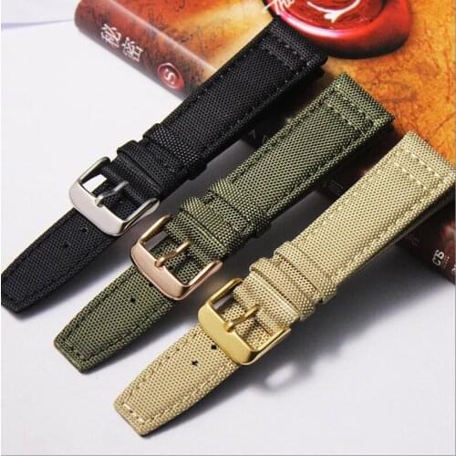 Universal 20mm 21mm 22mm Smooth Khaki Black Green Nylon Strap Watchband Breathable Canvas Strap For Seiko Citizen Hamilton IWC