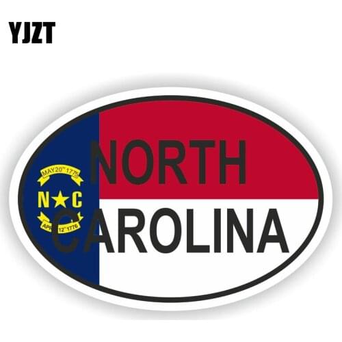 YJZT 12.9CM*8.6CM Car Styling North Carolina Flag Country Code Decal Car Sticker 6-1596