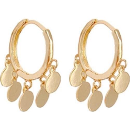 1 Pair Fashion Hoop Earrings Mini Coin Decor Earrings Coin Dangle Earrings Jewelry Accessories