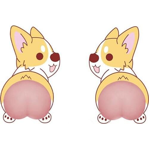 2pcs Protector Car Door Dog Animal Butt Silicone Rearview Mirror Bumper Anti Collision Sticker Cartoon 3D Refrigerator