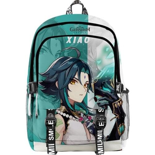 2021 3D Genshin Impact Backpack Travel Laptop Backpack Teenager Boys Girls Cartoon Oxford Waterproof Schoolbag Casual Backpack