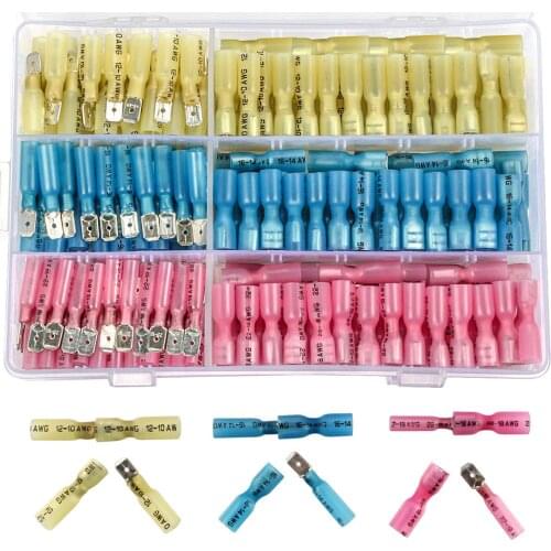 220PCS Insulated Heat Shrink Spade Wire Connectors Terminals Male/Female Electrical Wire Crimp Terminal Quick Disconnects