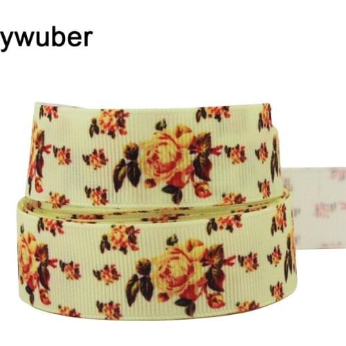 60 yards 7/8" 22mm Flowers Printed Grosgrain ribbon Polyester ribbons DIY Bows Wedding Party Decoration