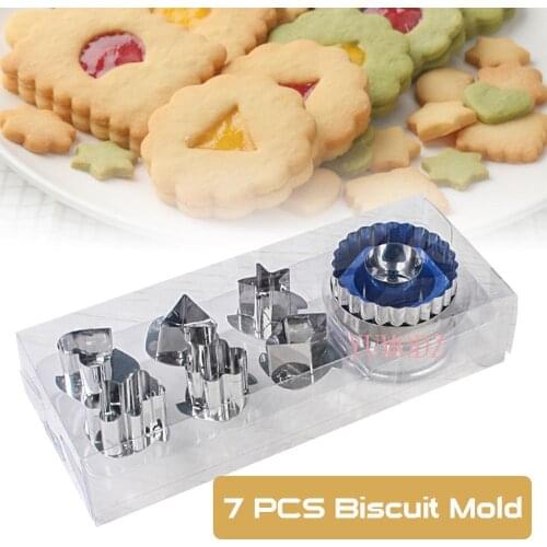 7pc/set Baking Moulds Cookie Cutters Set DIY Mold Stainless Steel Cookie Biscuit Cutters Eco-Friendly Cake Fondant Mold Tools