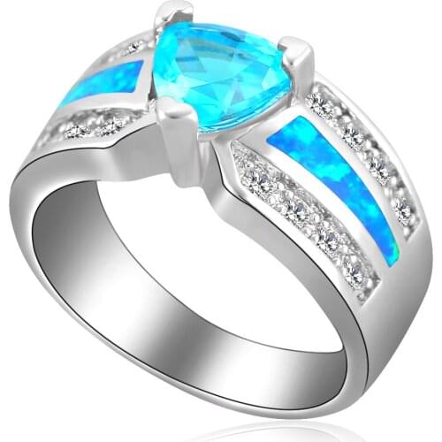 Ayowei Excellent Blue Zircon Brand Design Blue Fire Opal Silver Stamped New Fashion Jewelry Rings USA Sz #6#7#8#9#10 OR874A