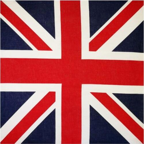 54x54cm Unisex British Flag Union Jack Biker Square Bandana Football Fans Carnival Cotton Head Wrap Hip Hop Dancing Handkerchie