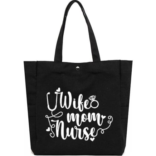 Wife Mom Nurse Large Capacity Ladies Tote Bag Personalized Canvas Bag Women Shoulder Shopping Bag