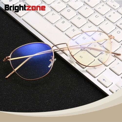 Brightzone 2018 Fashion New Pattern Anti Blue Light Blocking Metal Glass Radiation Lithe Spectacle Frame Computer Game Glasses