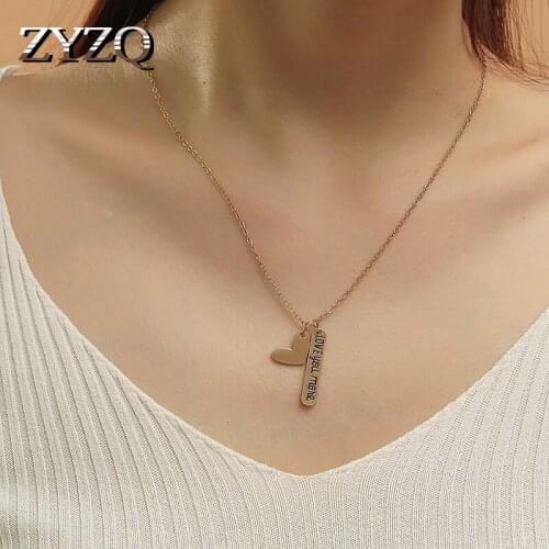 ZYZQ Personality Metal Letter Pendant Necklace For Women Fashion Love Chain Exquisite Jewelry Anniversary Gift Accessories