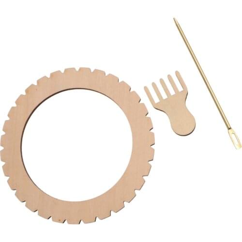 Beech Wood Round Loom Wood Stick Wood Comb Hand-woven Tapestries Wood Loom (Small Size Wood Color)