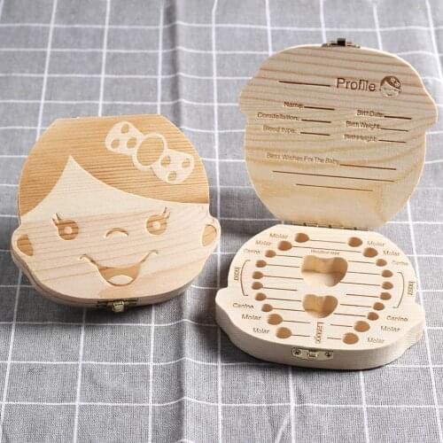 Baby Milk Teeth Box Baby Deciduous Teeth Storage Box Wood Tooth Box Baby Tooth Organizer Kids Deciduous Collect Wooden Box