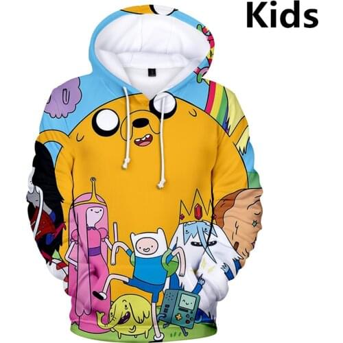 3 To 14 Years Kids Hoodies Adventure Time Finn And Jake The Dog Face 3D Hoodie Sweatshirt Boys Girl Long Sleeve Children Clothes