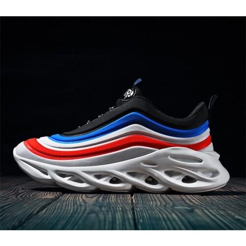 Flex Stretch Running Shoes Cushioning Sneaker Rainbow Flat Men Shoes Blade Outdoor Walking Breathable Couple Casual Shoes