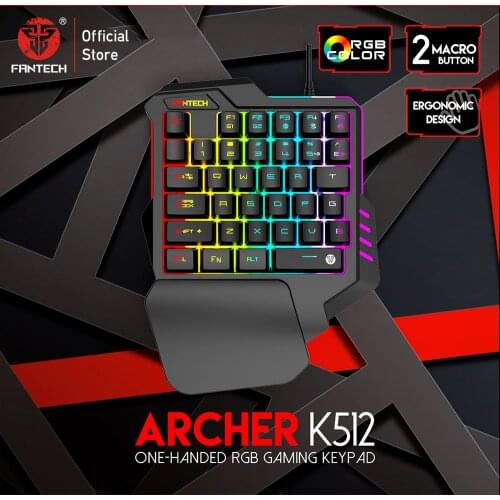 FANTECH K512 35 Keys 2 Macro Mini Keyboard LED High Sensitivity One-handed operation FPS Profession Gamer For PC Laptop