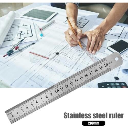 Stationery ruler Double Sided Stainless Steel Straight Ruler Metal Scale Precision Measuring Hand Tool Drafting Accessory