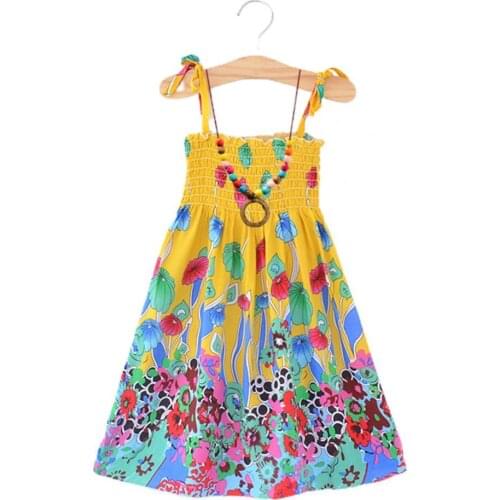 Summer Dress High Waist Sleeveless Lacework Loose Bohemian Children Lacework Tube Top Dress for Beach